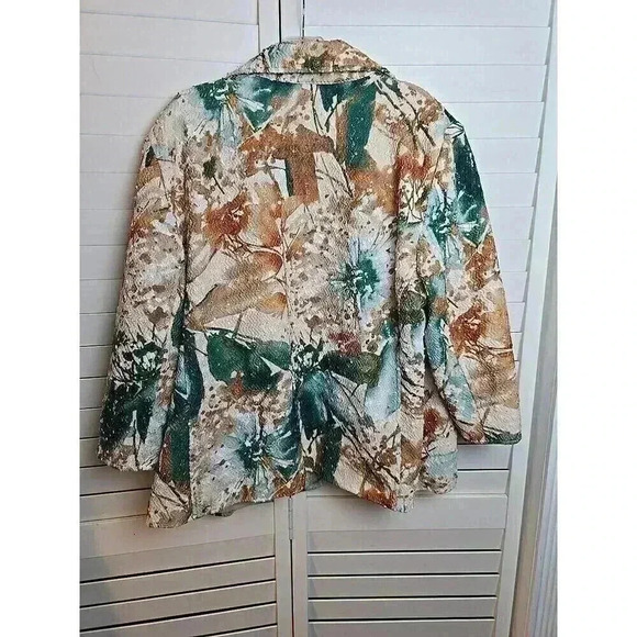Alfred Dunner Ladies Fall Open Jacket Size 20W Sequined Lined Floral Print - Picture 5 of 10